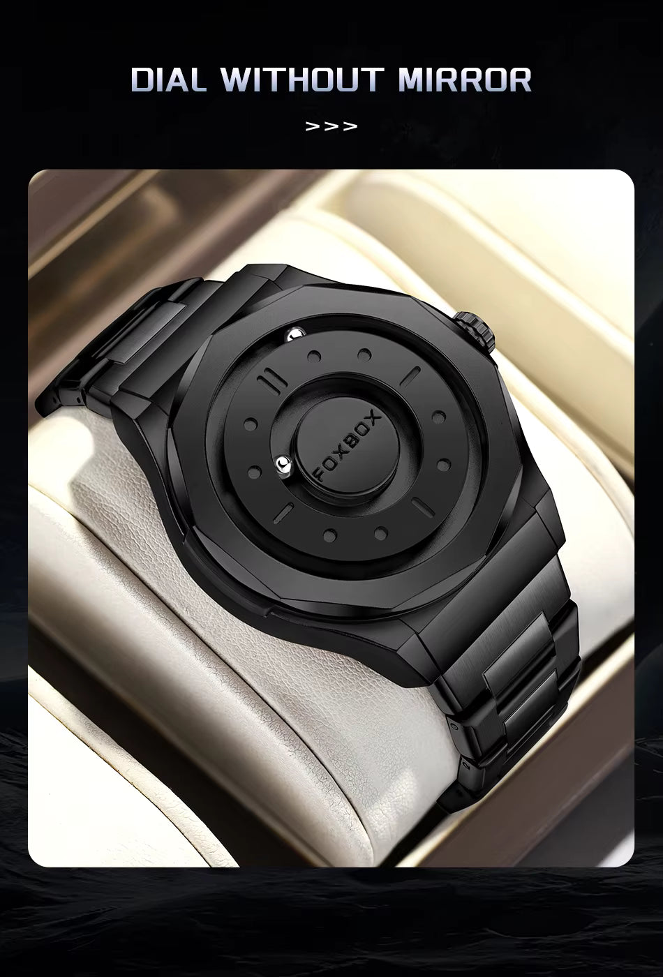 FOXBOX Men’s Quartz Watch – Creative Scrolling Pointer, Magnetic Display, Waterproof Outdoor Sports Wristwatch