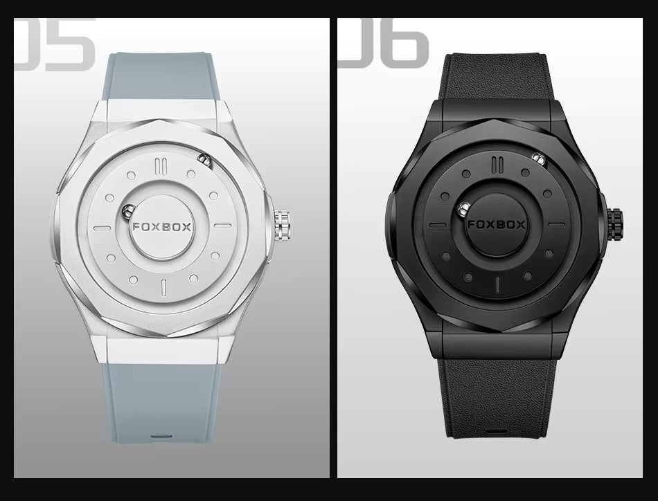 FOXBOX Men’s Quartz Watch – Creative Scrolling Pointer, Magnetic Display, Waterproof Outdoor Sports Wristwatch